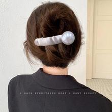 法式简约珠珠发夹感后脑勺夹子气质女孩盘发鸭嘴夹新金属顶夹