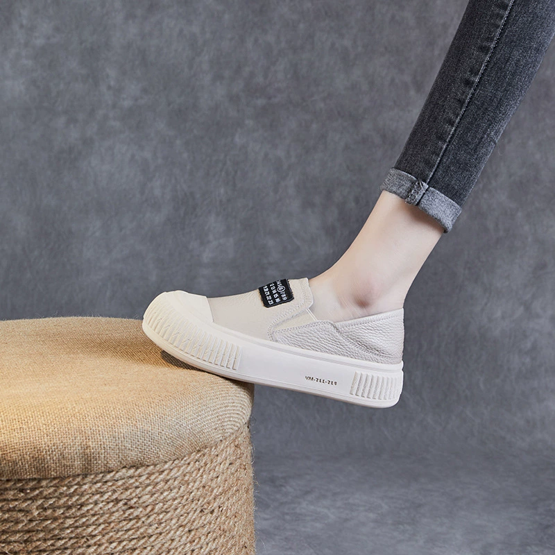 Женские бисквитные туфли первого слоя из воловьей кожи на платформе, новинка весны, 24, повседневные ленивые туфли без шнуровки с кексами, лоферы из натуральной кожи