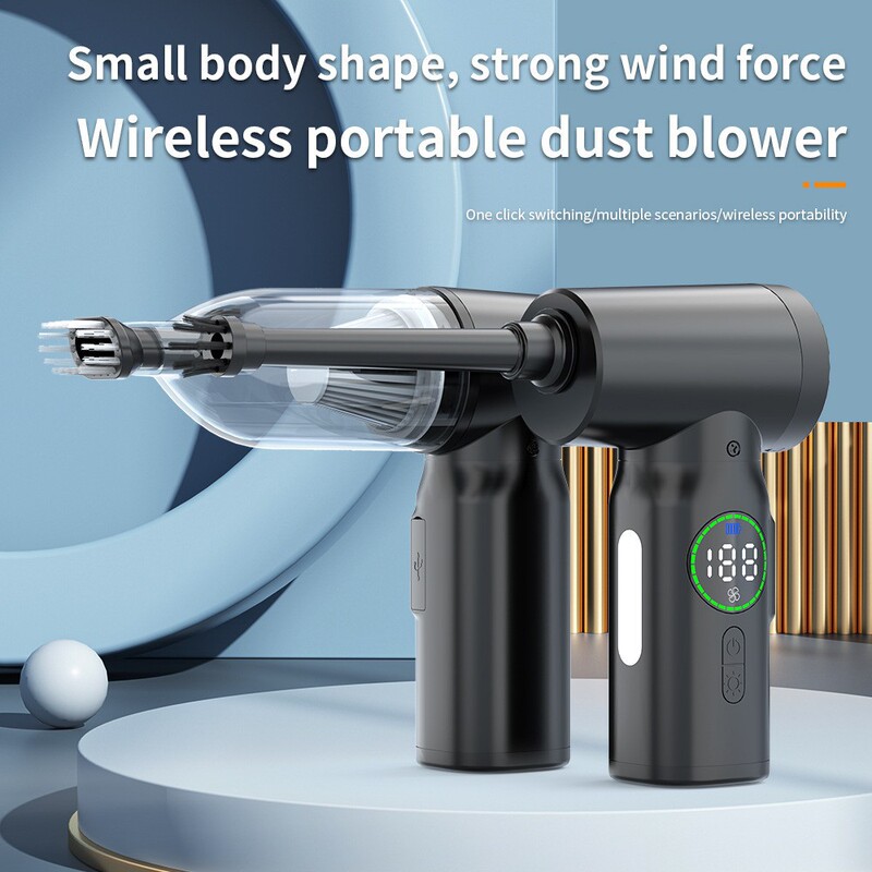 Small Computer Vacuum Cleaner Car Brushless Transparent Dust Gun Household Pet Hair Dust Collector Blow and Suction