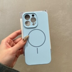 iPhone17対応 液体シリコン製 細いリング付き マグネット式スマホケース Apple 16promax 精密穴あき 全面保護ケース