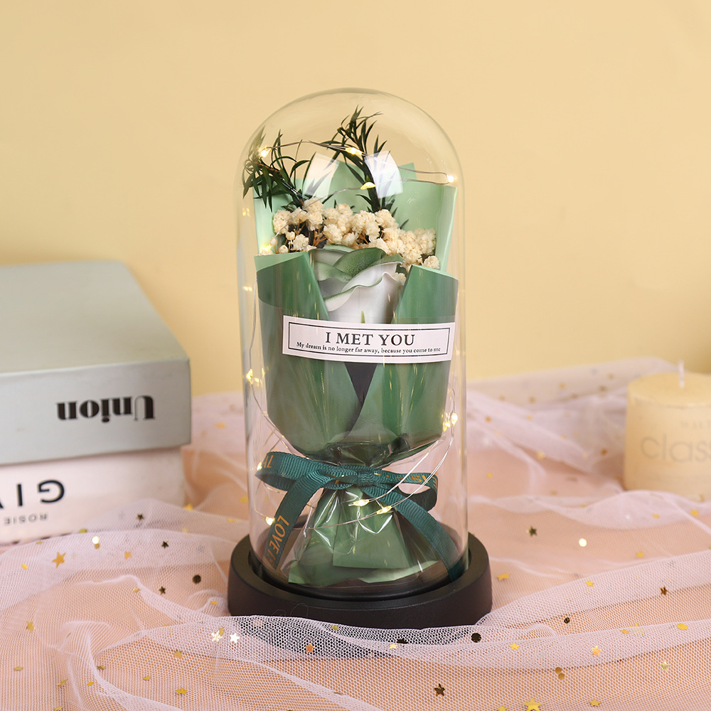 Fábrica al por mayor 520 regalos de día de San Valentín copa de vidrio eterno flores de jabón de rosas para enviar adornos exquisitos para amigos