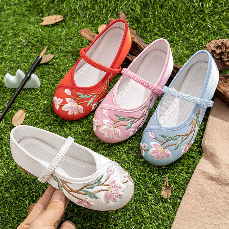 Обувь ханьфу костюм для девочек Детская вышитая обувь ретро этнический Китайский древний стиль старый Пекин детская Тканевая обувь ручной работы