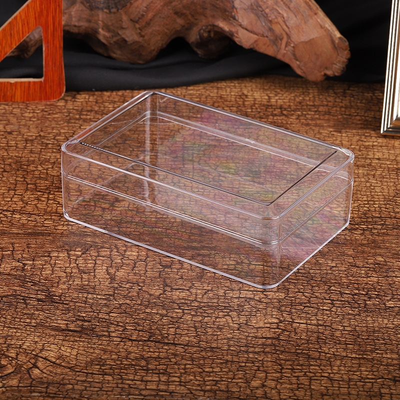 Caja transparente de plástico rectangular grado alimenticio PS galleta tuerca chocolate caja de dulces con tapa al por mayor