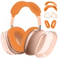 Translucent orange four-piece set (glitter tpu shell cover * 1 pair + headband cover * 1 + headband cover * 1 + ear cushion cover * 1 pair)