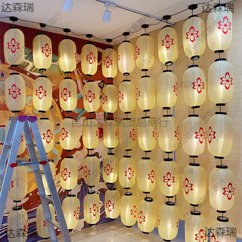 古风纸灯笼影楼布置灯笼墙唐朝汉服拍照米色串装饰广告剧组垒德株