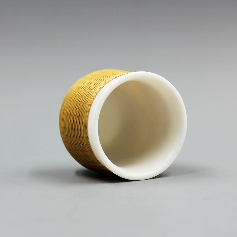 woven ethnic tea cup white jade