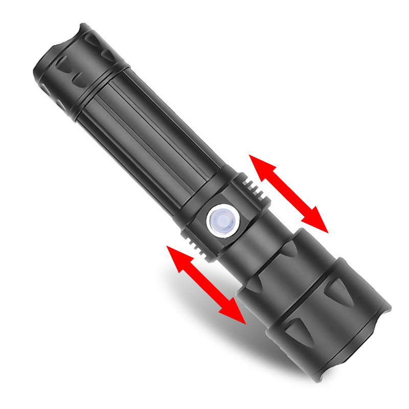Transfronterizo nuevo XHP50 linterna de luz fuerte USB recargable zoom telescópico bajo recordatorio eléctrico linterna de iluminación al aire libre