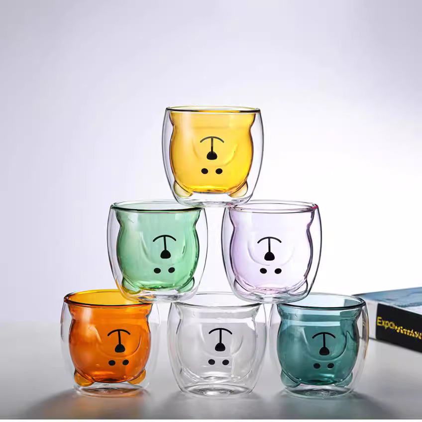 Taza de oso doble personalizada, taza de agua potable, taza de desayuno de gran capacidad para oficina en el hogar, taza de jugo de leche, taza de doble capa