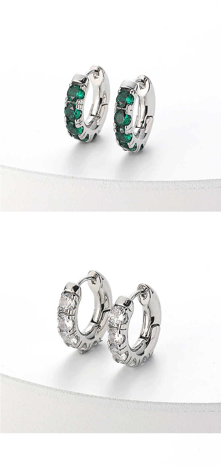 simple inlaid zircon geometric copper hoop earrings wholesalepicture1