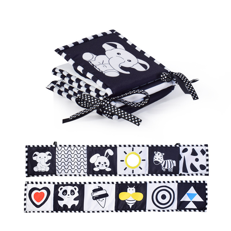Tronco de cama de color blanco y negro para recién nacidos transfronterizos BB llamada no está roto, libro de tela para bebés, cuna, juguetes colgantes