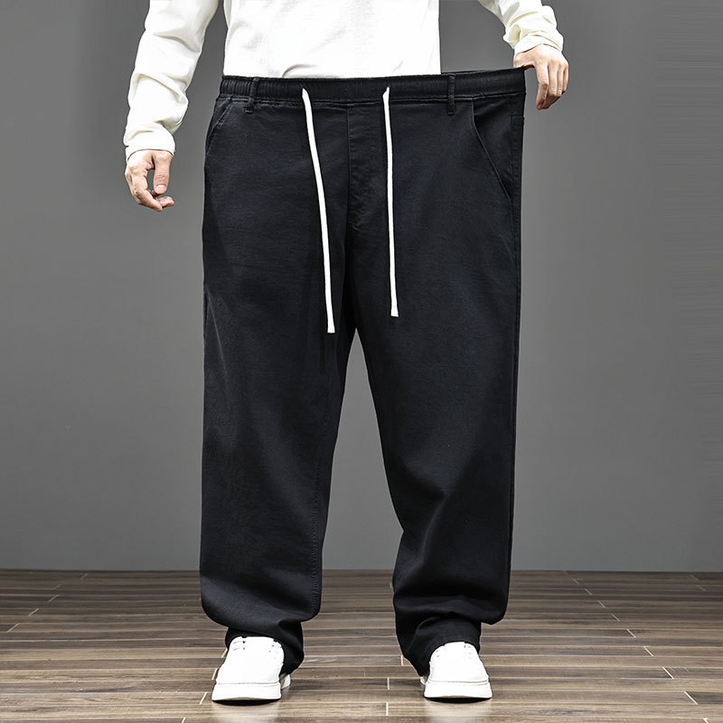 Spring and Autumn Extra Large Size 200kg Plus Size Men's Loose Elastic Straight-Leg Jeans High Waist Deep Crotch Jeans Spring and Autumn Extra Large Size 200kg Plus Size Men's Loose Elastic Straight-Leg Jeans High Waist Deep Crotch Jeans