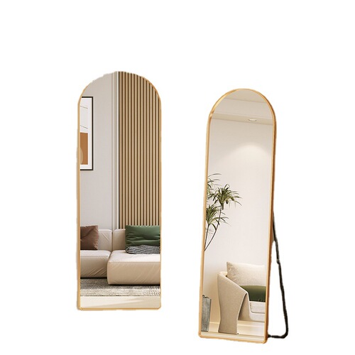 Aluminum Alloy Arch Shaped Closet Mirror Home Wall Mounted Full Body Mirror Explosion Proof Bedroom Internet Celebrity Try-On Floor Mirror 