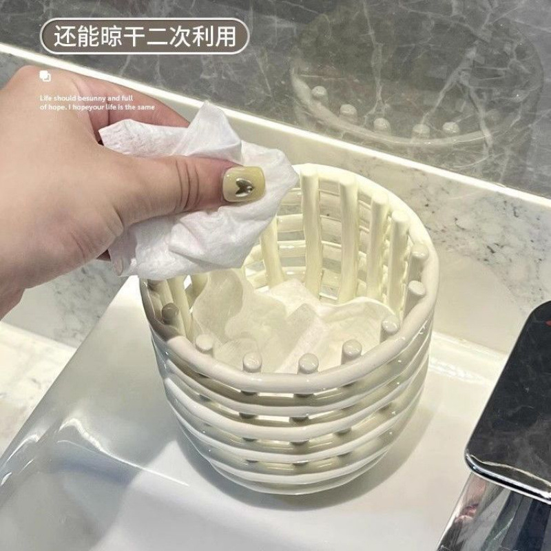 洗脸巾收纳桶卫生间洗漱台梳子牙刷收纳篓浴室洗漱用品收纳整理篮