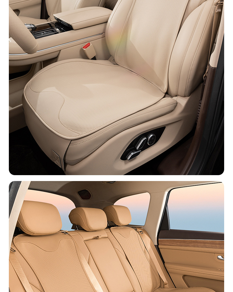 Nappa Leather Car Seat Cushion, Single-Piece Seat Cover for All Seasons, Suitable for Mercedes-Benz, Bmw, Volkswagen, Breathable Summer Seat Cover