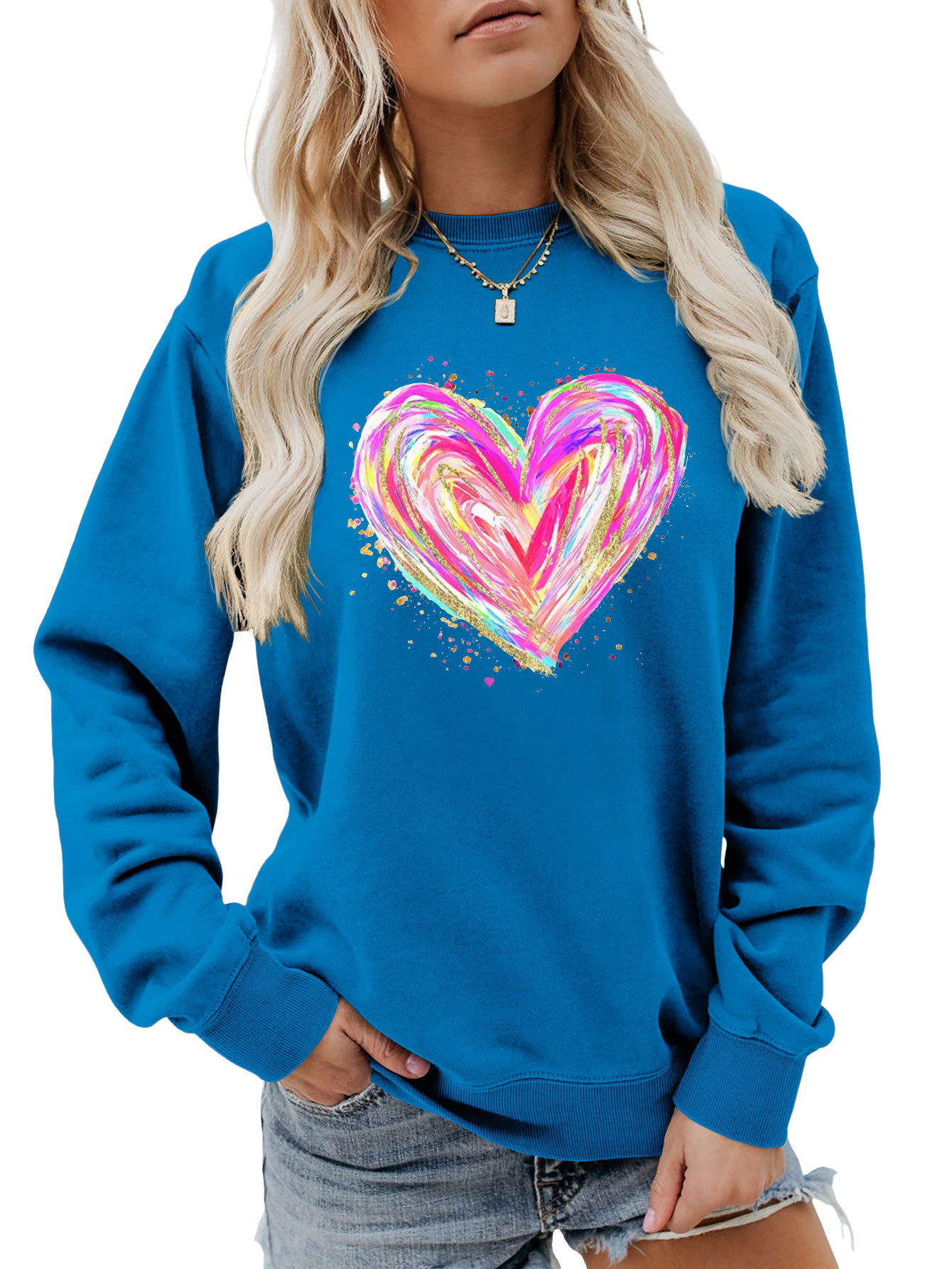 Independent Site New Stylish, Comfortable, Versatile Women's Colorful Sequin Heart Autumn And Winter_ecoleips.com