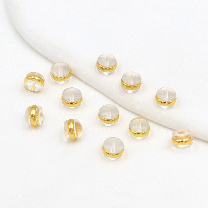 DIY Earrings Accessories Phnom Penh Hamburg Ear Plug Ear Plug Transparent Silicone Anti-drop Earring Plug 18k Golden Ear Plug Wholesale