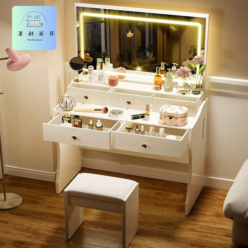 Экспорт мебели для туалетного столика Amzom, экспорт туалетного столика для спальни, простой большой зеркальный столик для макияжа и красоты