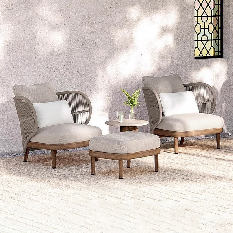 Sofá al aire libre de aleación de aluminio patio jardín ocio cuerda trenzada combinación de casa al aire libre trenzada muebles impermeables y protectores solares