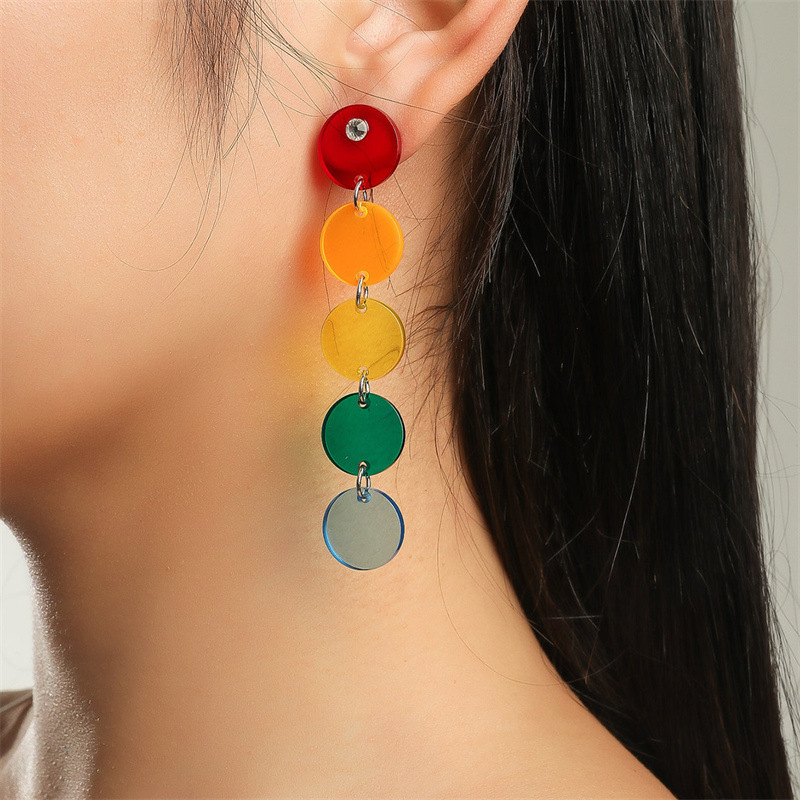 Retro Round Colorful Arylic Women's Drop Earrings display picture 2