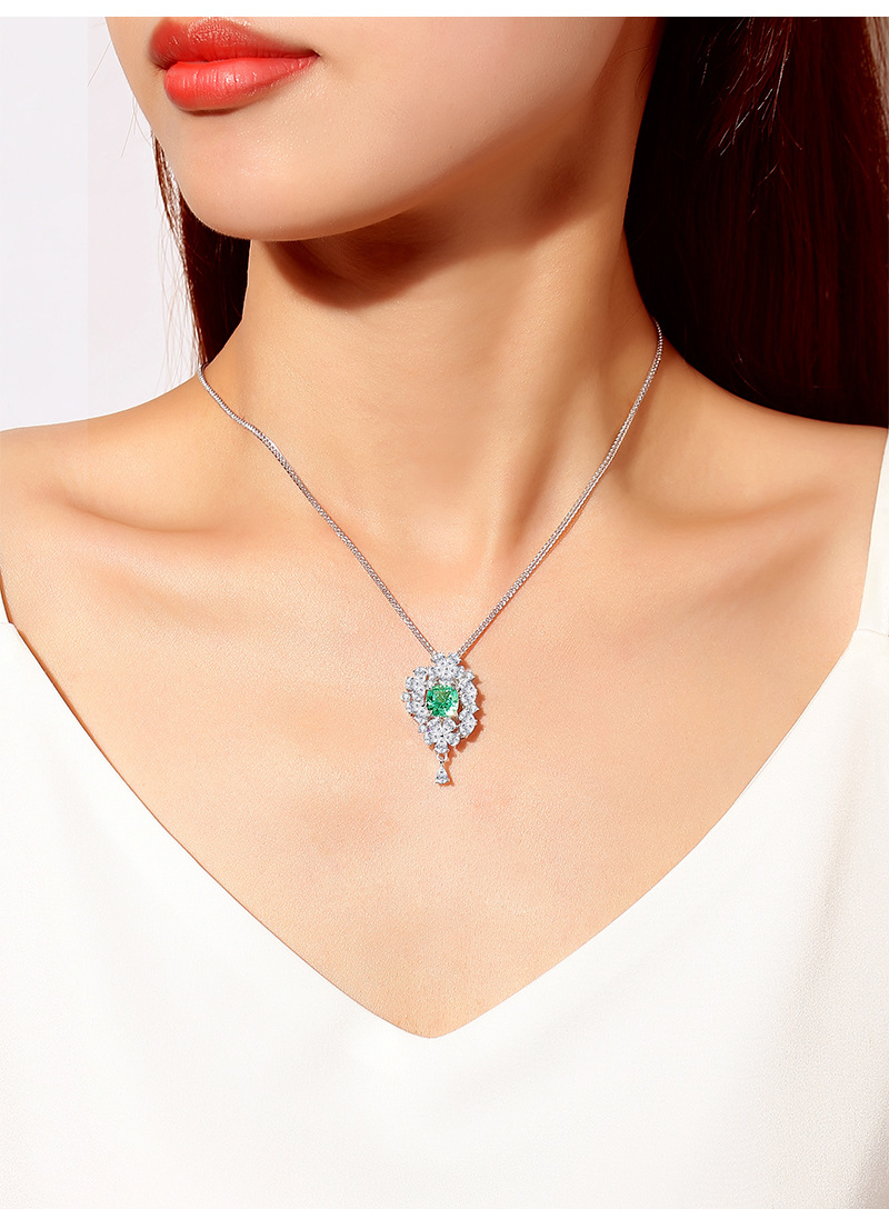 5g Weight 0.03µm-0.05µm Gold Plating Thickness 1 Piece 925 Sterling Silver Geometric Zircon High Carbon Diamond 925 Sterling Silver Cable Chain Pendant Necklace
