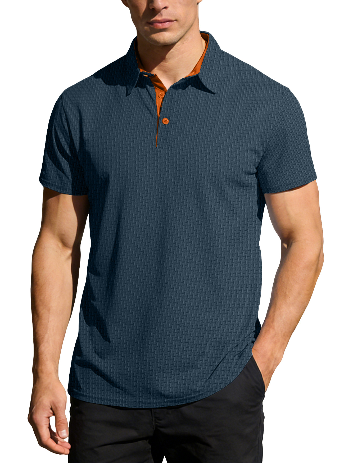 Ropa de hombre transfronteriza verano nuevo hombre europeo y americano Casual polo camiseta a rayas blusa con collar camiseta de manga corta europea
