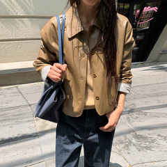 MOXI十三行女装2025秋季新款韩系皮衣外套女短款女式皮夹克pu皮衣