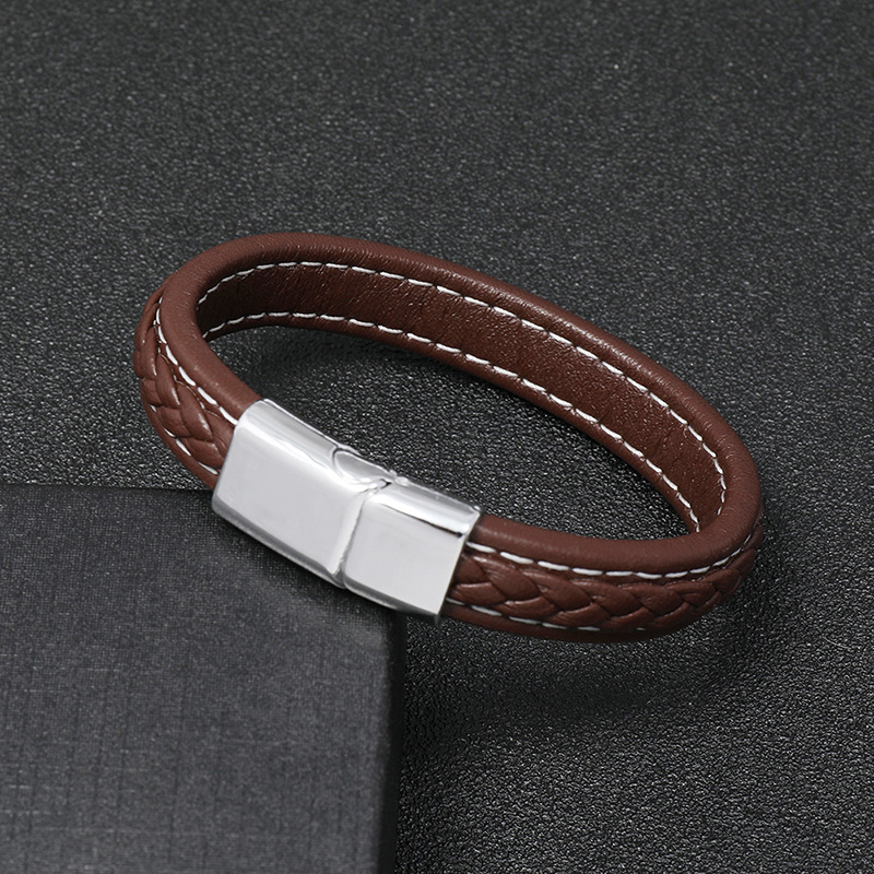 New Brown Casual Simple Braided Leather Bracelet display picture 5