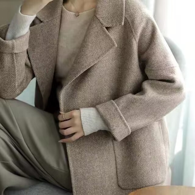仿毛呢大衣女装2025秋冬季新款时尚显气质休闲厚款高端百搭外套潮|undefined