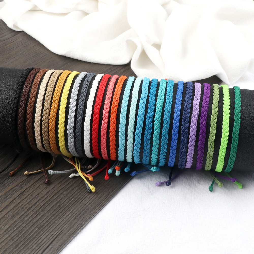 Amazon's New Wax Thread Hand-woven Twist Bracelet Adjustable Couple Cord Jewelry Gift for Friends and Ladies