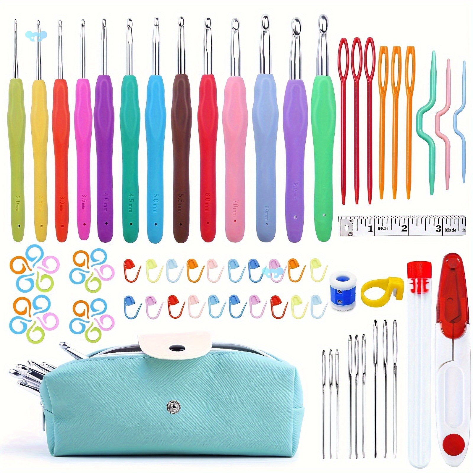 14pcs Deluxe Crochet Hooks Set Ergonomic Colorful Soft Grip