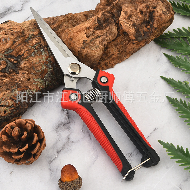 现货批发 不锈钢花枝剪园艺剪修枝剪树枝剪 双色园林摘果摘葡萄剪
