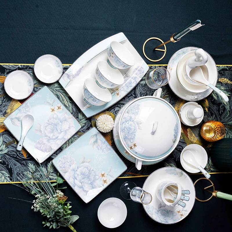 Set, ceramic tableware, Chinese style, simple and elegant design