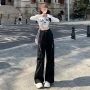 显瘦高腰辣妹宽松休闲裤