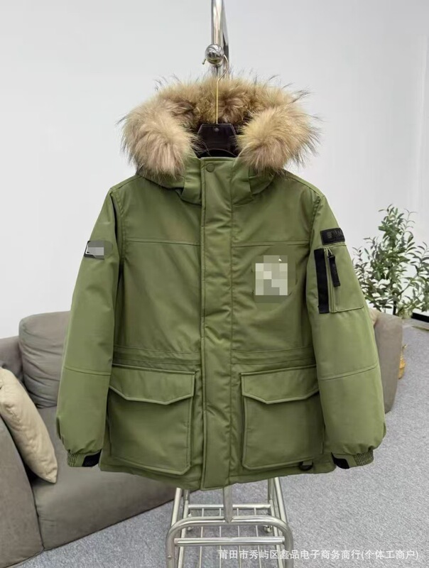 莆田 MLB羽绒服洋基队中长款派克服大毛领加厚保暖防风工装羽绒服|undefined