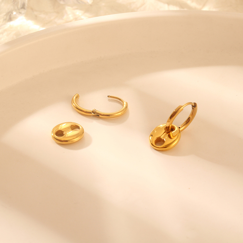 18K Gold Plating Color 1 Pair Quantity PVD Coated Real Gold Plated 18K Gold Solid Color 304 Stainless Steel Simple Style Waterproof Non Tarnish Drop Earrings
