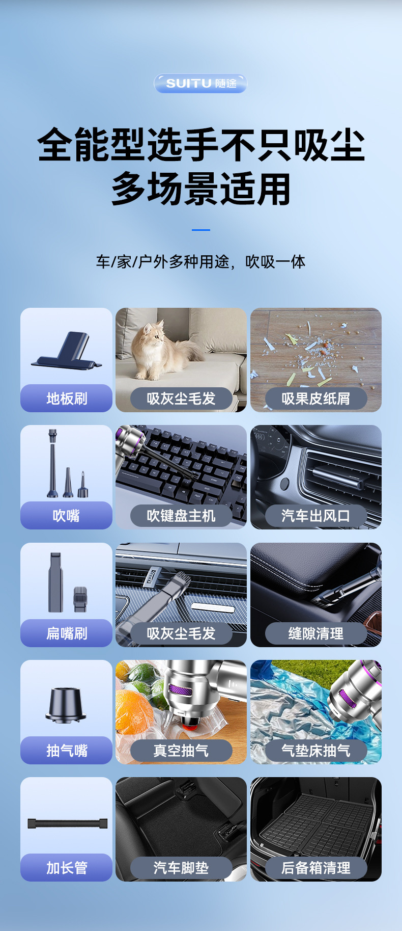 Car Vacuum Cleaner, Handheld Brushless High-Power Dust Removal and Inflator, Dual-Purpose Mini Car Dust Blower with High Suction Power