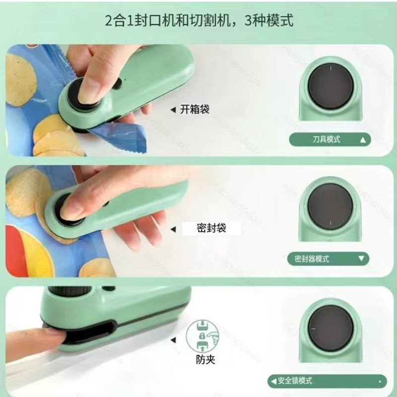 Máquina de sellado de carga de perilla Mini sellador Clip de sellado doméstico portátil Snacks Fabricante a prueba de humedad Modelo privado Spot