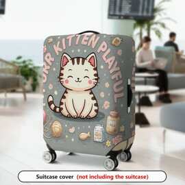卡通俏皮虎斑小猫行李箱保护套 耐磨防尘托运防刮旅行箱罩 可机洗