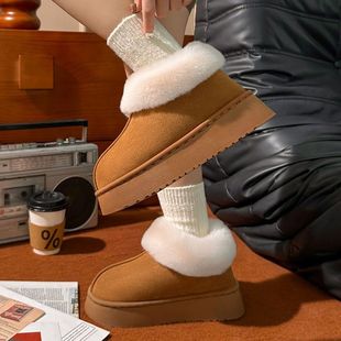 Plus velvet high-top cotton slippers for women winter new large cotton shoes girls cotton slippers warm wool slippers short boots panda slippers