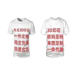 跨境厂家货源 夏季男女士圆领短袖T恤 3DT恤数码印花 来图设计