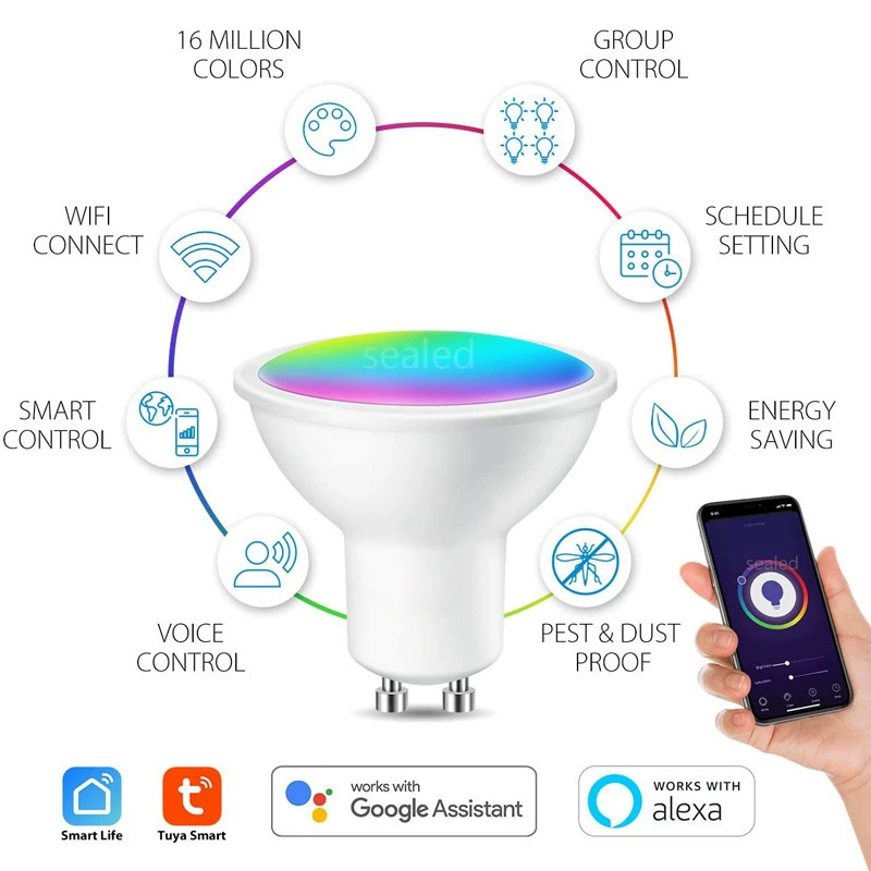 Graffiti WiFi smart spotlight GU10 RGBCW mobile phone APP dimming color support supports Alexa speaker control