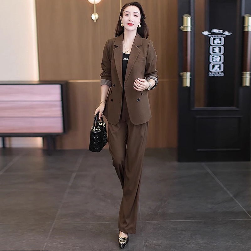 时尚西装套装女2025秋季新款洋气显瘦西服外套阔腿裤职业两件套潮|undefined