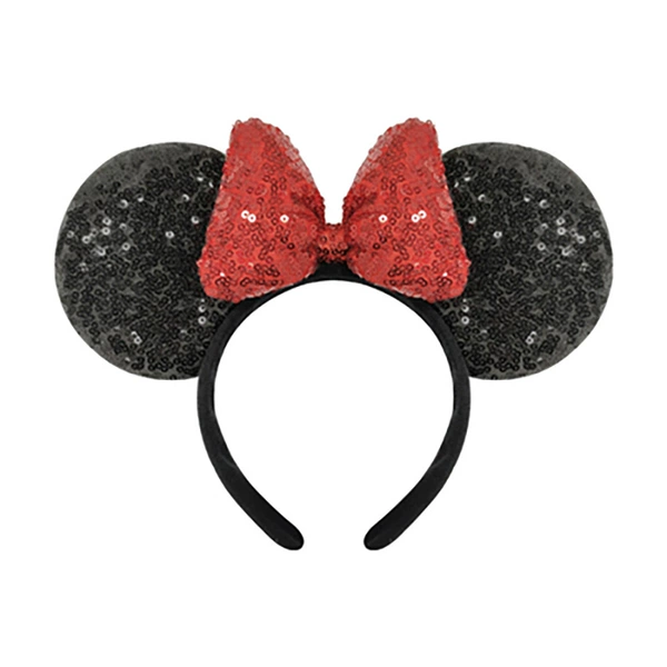 Black nail sequins, hairgrip with bow, headband