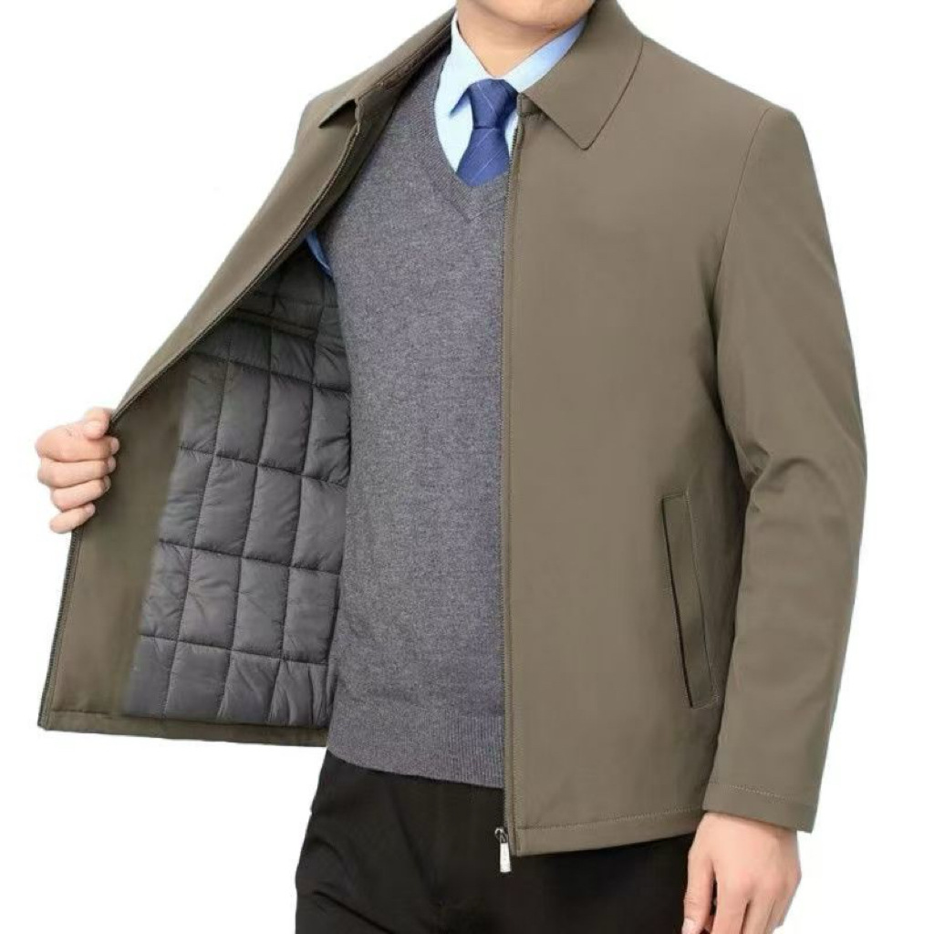 Deep khaki zipper with same style and cotton