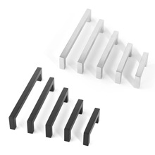 不锈钢家具拉手空心方形黑色衣柜门把手橱柜门把手欧式美式拉手