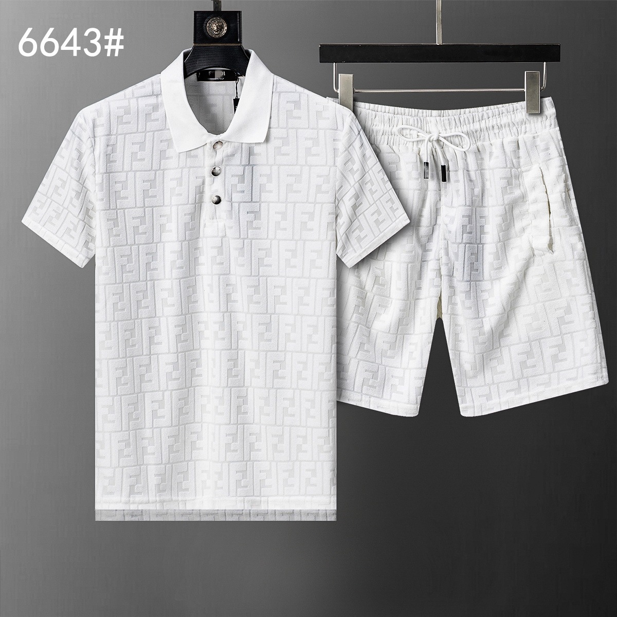 Cross-border versión correcta polo manga corta set de collar de verano clásico toalla de hombre bordado casual Europa y América explosión