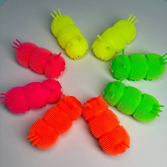 Glowing Three-Section Caterpillar Venting Soft Rubber Flash Ball Decompression Toy Plush Ball Fun Creative Gift Wholesale