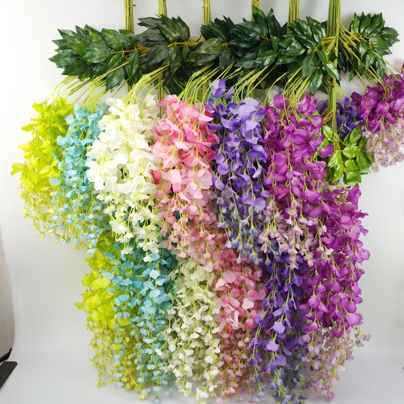 人工藤の花、豆の花、偽物の花、造花、緑の植物、リビングの天井、壁掛けの花、藤、結婚式の装飾、卸売|undefined