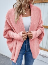 U 28622 Pure Color Batwing Sleeve Knit Cardigan ��ɫ�����俪