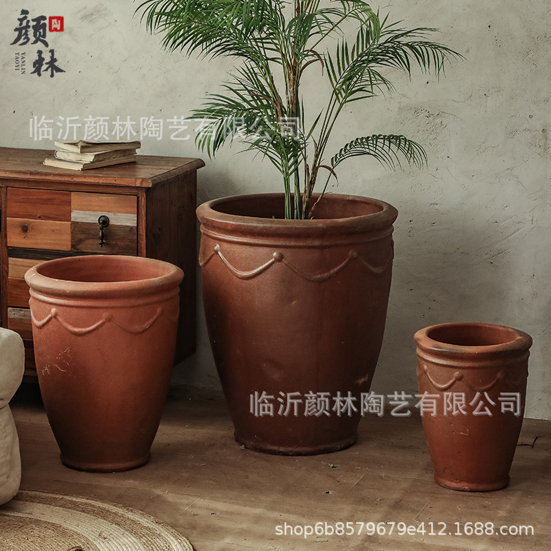 Flores de tubo alto abierto maceta de árboles gruesa maceta de cerámica retrógrada paisaje rural maceta decoración popular maceta grande maceta alta maceta gruesa